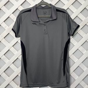 Womens 2XL USSSA Grey/ BlackPolo BOOMBAH SHORT Sleeve Shirt Baseball/Softball.